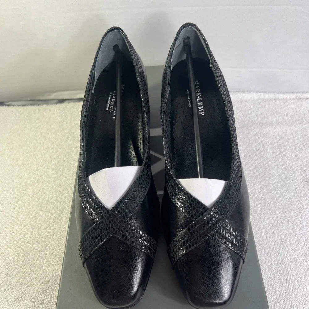 Mark Lemp Classics Tracy Black‎ Snakeskin Shoes Size 7 Narrow Fit New With Box